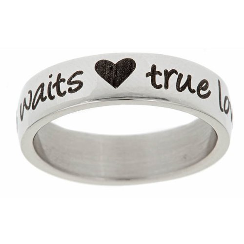 True Love Waits and Hearts Stainless Steel Purity Ring – Girls